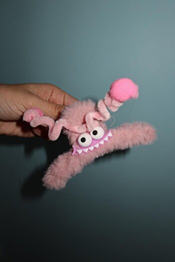 TAKIŞTIR Powder Color Monster Figured Plush Latch Buckle
