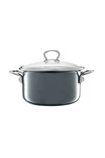 Emalia Olkusz 1907 Enamel pot with lid 18cm, 2L, gray, Optimum