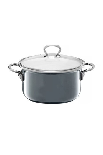 Emalia Olkusz 1907 Enamel pot with lid 18cm, 2L, gray, Optimum