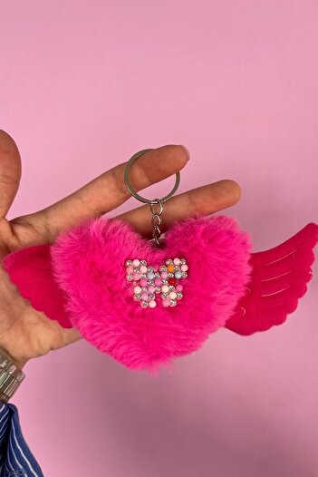 TAKIŞTIR Pink Color Mixed Figure Butterfly Detailed Plush Keychain
