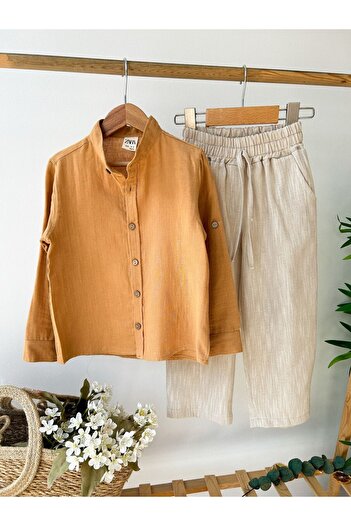 TİJK Boy's Linen Shirt, Pants Set
