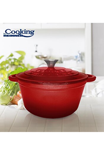 Cooking by Heinner CAST IRON SAUCE + LID 24 x 11.5 CM, 4L, RED LINE