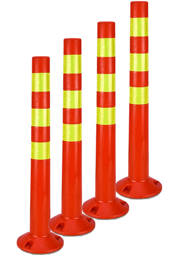 Generic 4 Pack 72cm High Foldable Traffic Safety Post with Reflective Strip | Security Poles & Barriers