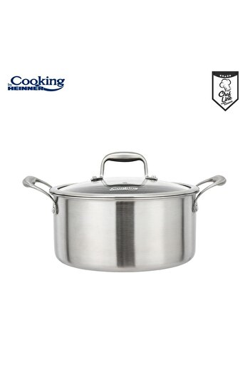 Cooking by Heinner STAINLESS STEEL POT + GLASS LID IN 3 LAYERS 24x12 CM, 5 L, TITANIUM3