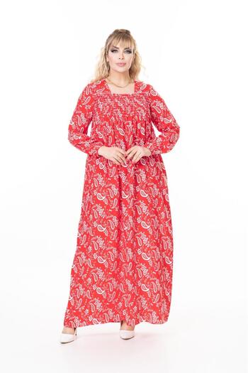 mervemoda Women's Long Sleeve Plus Size Summer Woven Dress