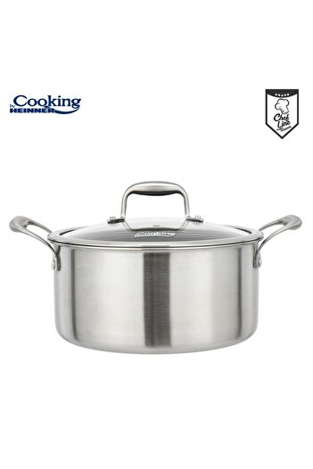 Cooking by Heinner STAINLESS STEEL POT + GLASS LID IN 3 LAYERS 28x13 CM, 7 L, TITANIUM3