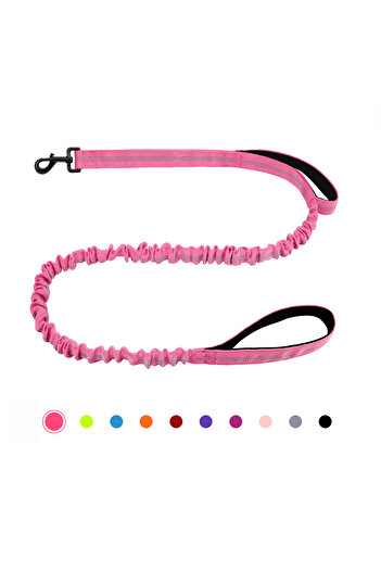 Choice Rose Red Bungee Dog Leash, Heavy Duty Dog Leash with Shock Absorption, 2 Padded Handles Training Lea