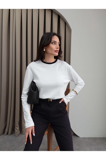 ESRAHELVACI Collar Striped Long Sleeve Body