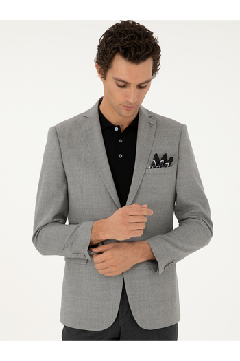 Cacharel Gri Slim Fit Yün Klasik Ceket 50305790-VR024