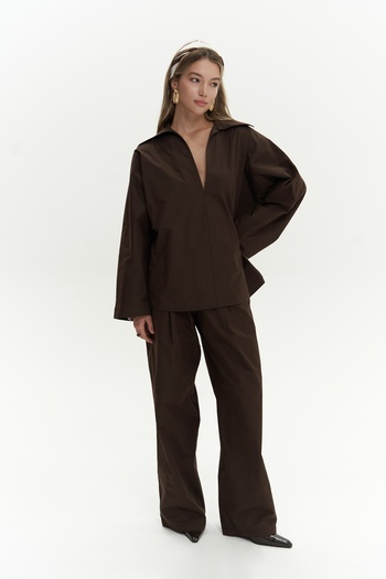 Mai Blenham Brown Shirt Pants Set