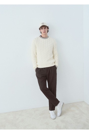 MANGO Man Cotton Knit Patterned Knitwear Sweater
