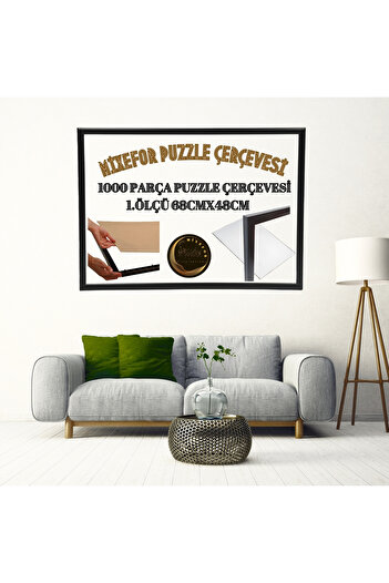 mixefor 1000 Piece Puzzle Frame Color Black Size 68cm X 48cm Non-Glare Plexiglass on the Front Surface