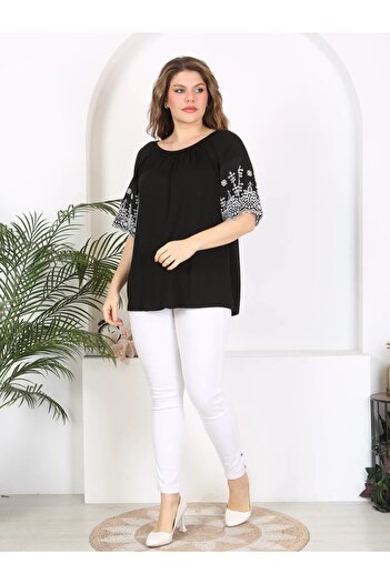 MODA Madonna Collar Sleeve Fisto Detail Flexible Viscosin Large Size Tunic