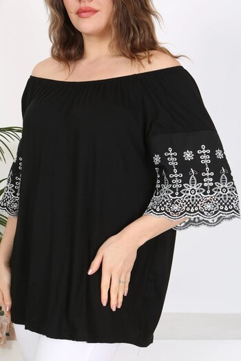 MODA Madonna Collar Sleeve Fisto Detail Flexible Viscosin Large Size Tunic