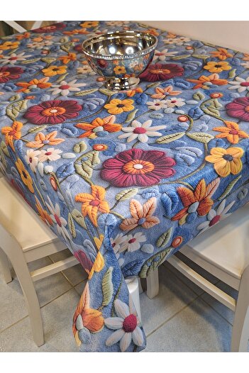 Başak Ev Tekstili FABRIC TEXTURED BASE WITH SILICONE WASHABLE WASHABLE IRONABLE NON-SLIP DECORATIVE TABLE CLOTH