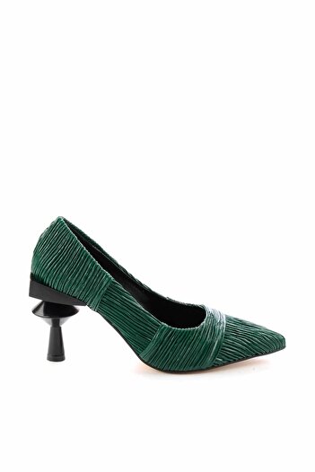 Bambi Green Wrinkled Women's Classic Heeled Shoes K01188125142