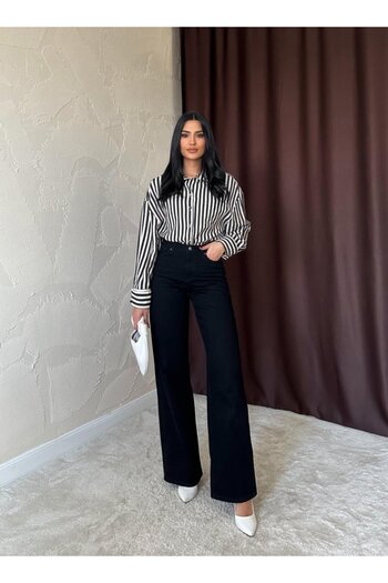 Edolika Black Comfy Jeans Pants