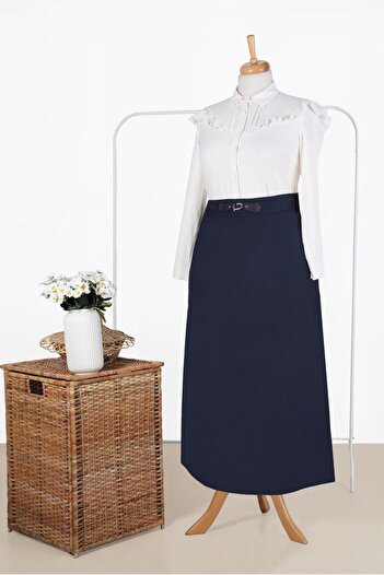 Alvina Leather Detailed Waist Skirt 60217