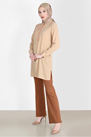 Alvina Zippered Embroidery Detailed Tunic 41758