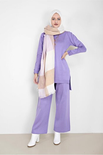 Alvina Lace-up Sleeves Knitwear Double Trousers Set - 42032