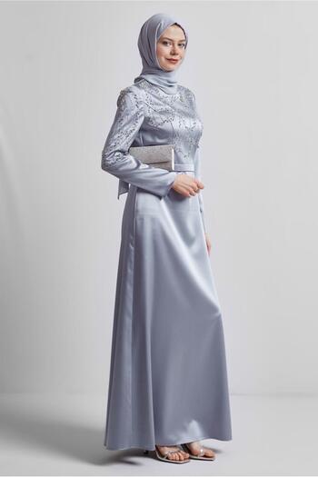 Alvina Stone Satin Evening Dress 50435
