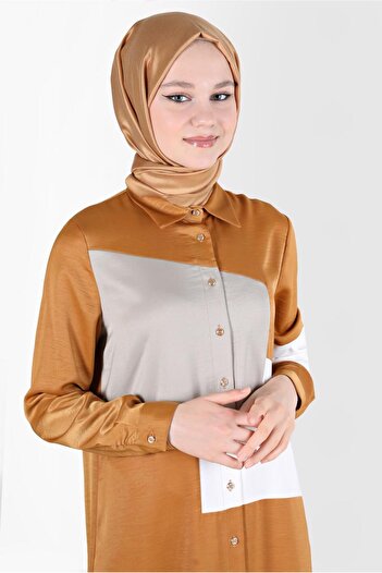 Alvina Geometric Shaped Neck Button Tunic - 42581