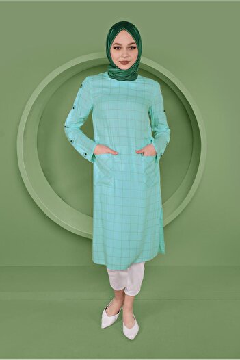 Alvina Sleeve Strap Button Detailed Strap Tunic 41442