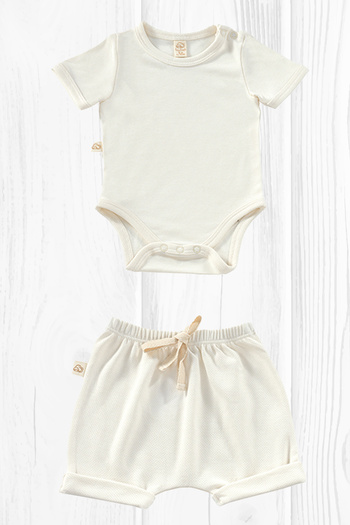 tinylamb ELATION MILK Bodysuit Set with Shorts - 2 Pieces | Summer Baby Outfit Shorts and Short Sleeve Bodysuit