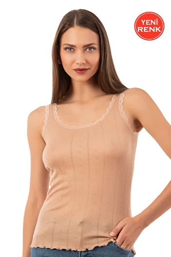 ÖZKAN underwear Özkan 23493 Women's Transfer Ribbed Flexible Soft Thick Strap Tank Top