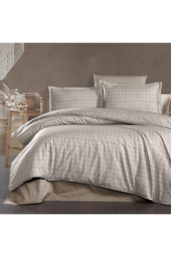 First Choice Luxury premium satin bed linen La Romano, First Choice, Ruth Wind Beige Geometric