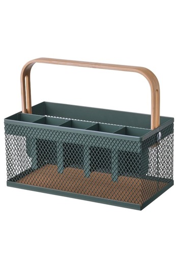 IKEA VIMPELFISK Cutlery Holder, Bamboo/Grey-Turquoise – Stylish & Functional Kitchen Organizer