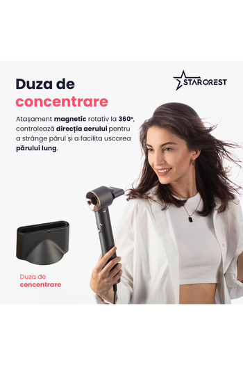 STARCREST Professional hair dryer STARCREST SHD-5-1, 1300 W, 4 Accessories included, 3 Speeds