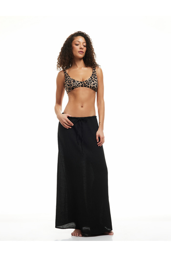 Koton Matte Fabric V-Neck Leopard Print Bikini Top