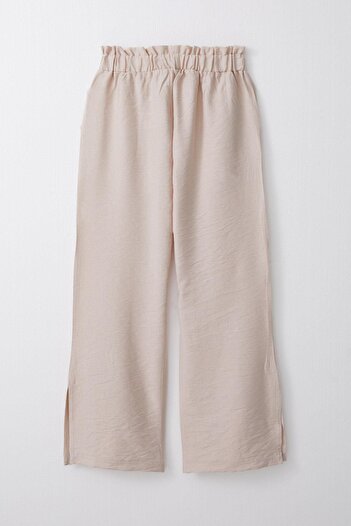 Breeze Beige Girl's Trousers 8-14 Years, Elastic Waist with Slits on the Sides