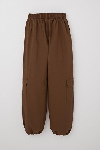 Breeze Our 7-12 Years Old Female Children's Parachute Jogger and Cargo Pants Are Dark Brown