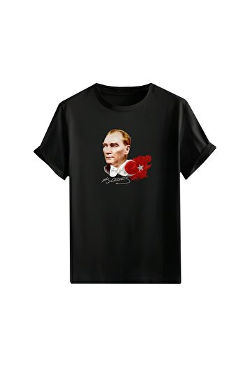 Gölge Store Red White Homeland Love Flag and Atatürk Printed Oversize Unisex T-Shirt 1290