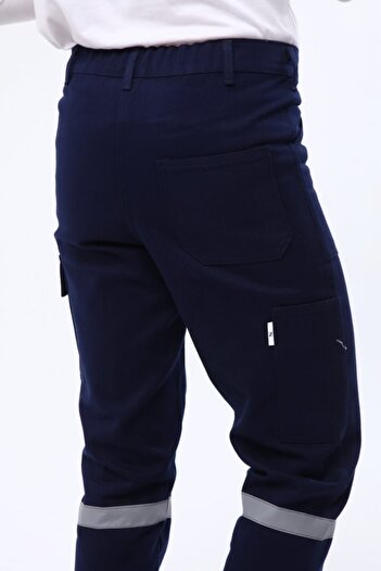 Çamdalı İş Elbiseleri 7/7 Gabardine Winter Navy Blue Worker Pants Thick Reflective Work Pants