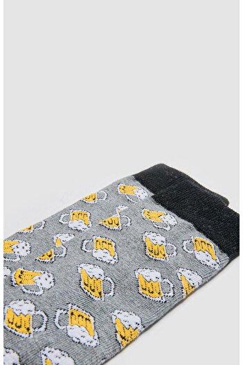 Flora Beer Mug Patterned Socks Long Socks Clb