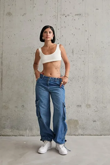 Edolika Blue Jeans Trousers with Side Pockets