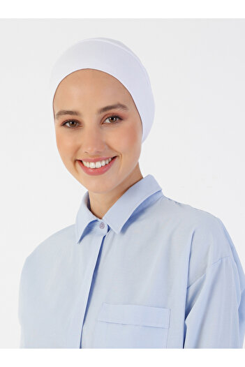 Ecardin XL Large Size Comfortable Flat Snap Bonnet - White -