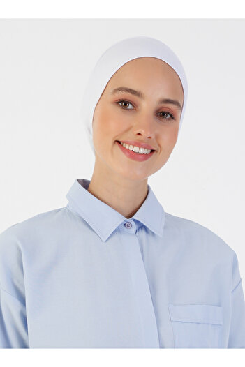 Ecardin XL Large Size Comfortable Flat Snap Bonnet - White -