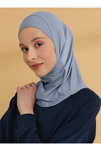 Tuva Şal Düz Hijab Spor Bone - Kot Mavi - Tuva