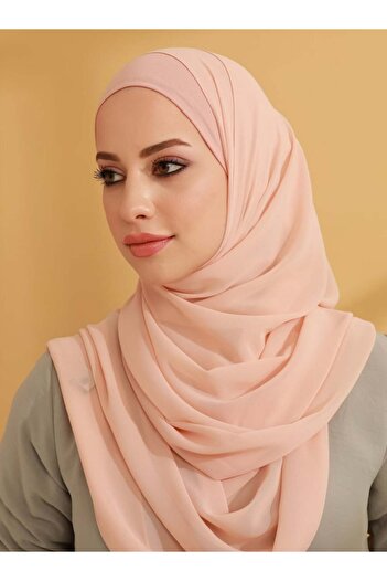 Tuva Şal Chiffon Ready Turban with Inner Bonnet - Powder - Canvas