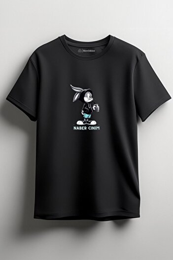 SM Satranç Medya Bugs Bunny Unisex T-Shirt - Front Printed, Naber Cınım