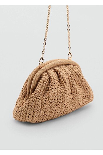 MANGO Woman Τσάντα clutch από φυσικές ίνες