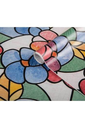 d-c-fix 276-0117 Self Adhesive Flower Pattern Glass Stained Glass Foil (45 cm X 2 Mt)
