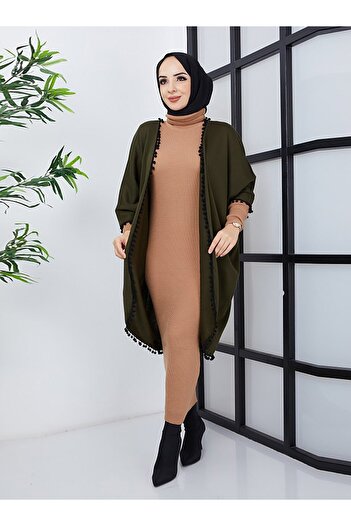 SAHRA BUTİK Khaki Colored Tasseled Flat Cap - Sahra Butik