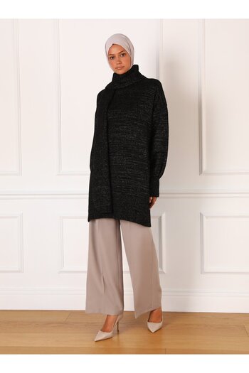 Refka Refka - Turtleneck Black Silver Glitter Knitwear Tunic