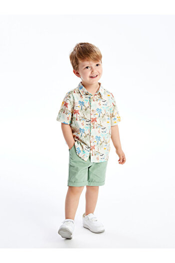LC Waikiki LCW Short Sleeve Basic Baby Boy Shirt and Shorts 2 Pieces Set