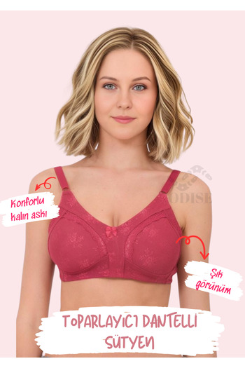 ODISE Lace Detailed Cotton Gathering Wire-Free Bra (Large Size Available)